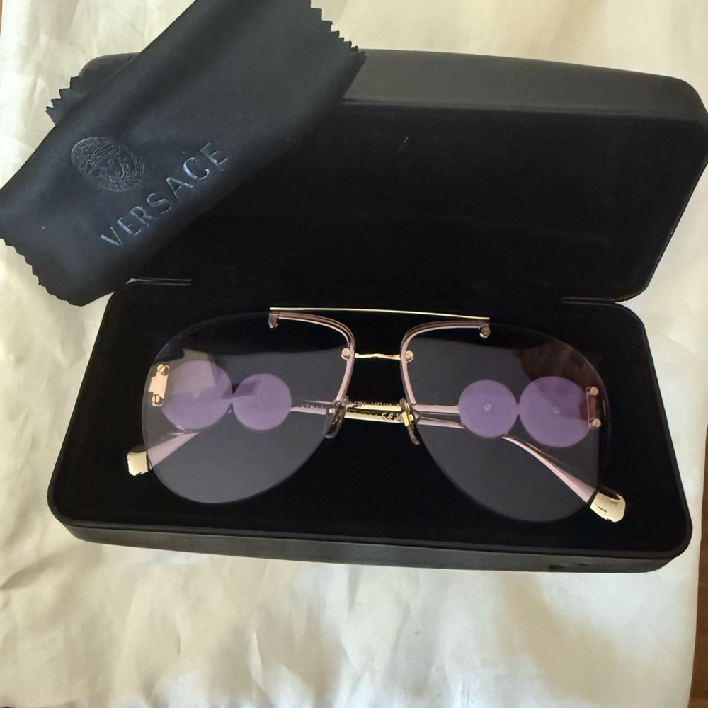 Versace Gold Frame Sunglasses with violet Lenses